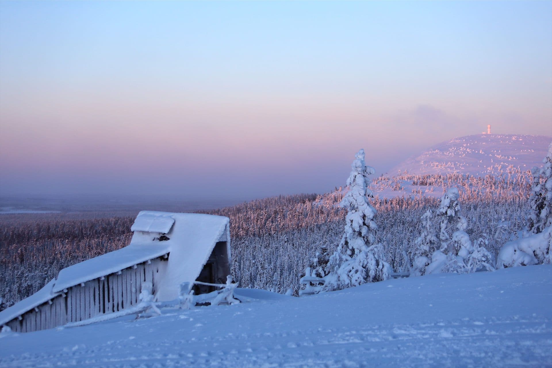 Amethistenmijn Sneeuw landschap Lapland